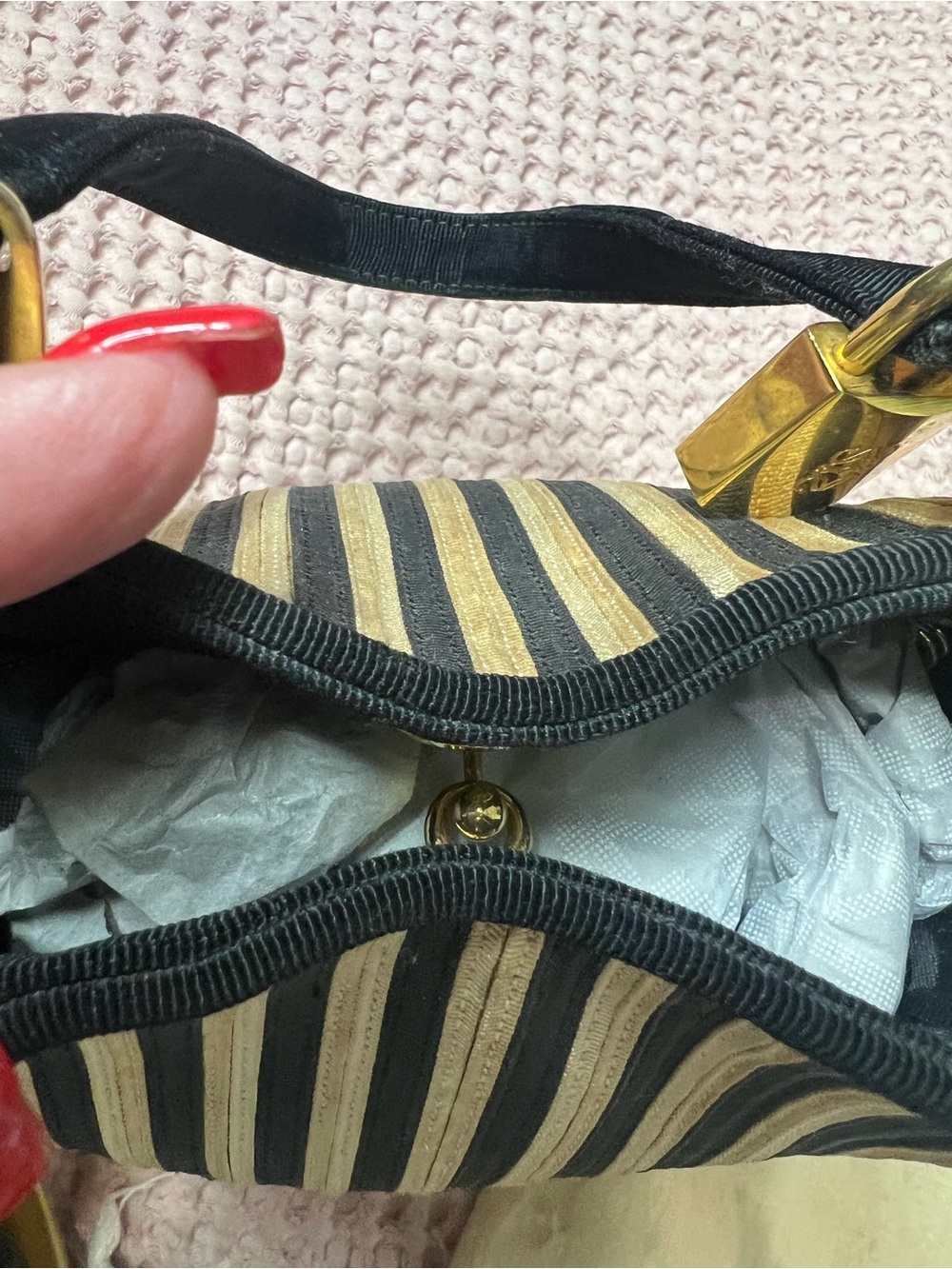 Vintage Salvatore Ferragamo 2-Way Striped Canvas Mini Bucket Bag - BC216184 - Picture 7 of 13